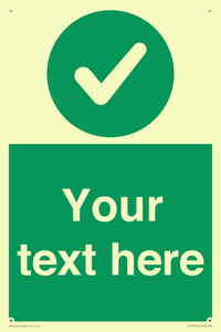 Custom green background, green circle with tick